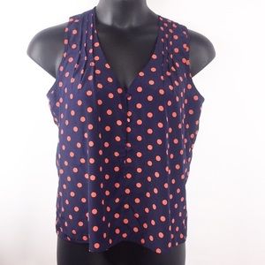 Kaylee Women's Polka Dot Blue Blouse Top Large